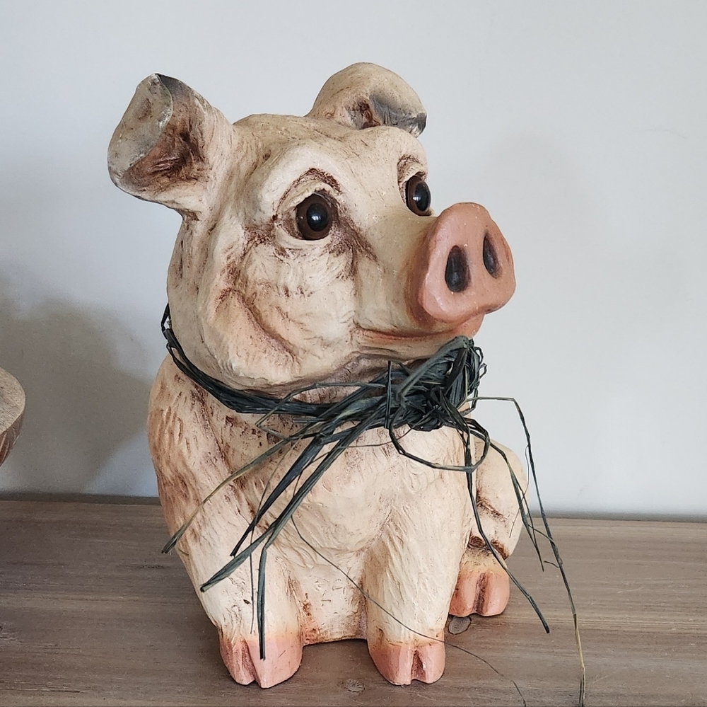 🐷 Vintage 1987 Universal Statuary Pig Figurine Farmhouse Kitchen Rustic Charm - Picture 3 of 15